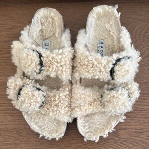 Birkenstock Papillio Cozy Fuzzy Sandals with Double Straps Size 38